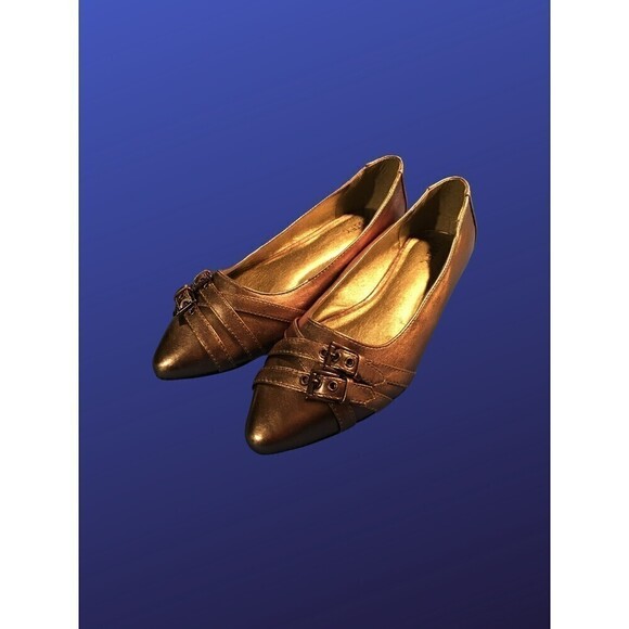 CODIFY Pointed Toe Dress Flats W/Accent Buckles, ROSE GOLD, Women’s 10, NWOB - Picture 2 of 8